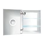 Krugg LED Medicine Cabinet 24 Inch X 30 Inch | Recessed or Surface Mount Mirror Cabinet w/Dimmer & Defogger + 3X Makeup Mirror Inside & Outlet + USB (Left Hinge 30" Tall)