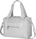 ROOTS Overnighter Duffle Bag for Travelling – Zippered Main Compartment with Laptop Compartment, Extra Pockets, Detachable Strap, Made from Recycled Fabric – Off White