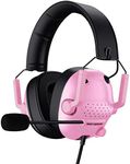 SENZER SG500 Surround Sound Pro Gaming Headset with Noise Cancelling Microphone - Soft Memory Foam Padding - Portable Foldable Headphones for PC, PS4, PS5, Xbox One, Switch - Pink