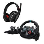 Logitech G29 Driving Force Racing Wheel and Floor Pedals for PS5, PS4, PC, Mac + Astro A10 Gaming Headset - Black