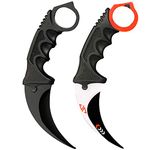 Karambit Knife Trainer Stainless Steel Practice Karambit Knife Fixed Blade Training Karambit Knife with Sheath and Cord Suitable for Hiking, Adventure, Survival and Collection 2 Pieces(BKEX)