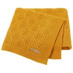 LAWKUL Baby Blanket Cellular Knitted 100% Cotton Soft Blankets for Newborn Boy Girls Toddler 100x80cm Mustard Yellow