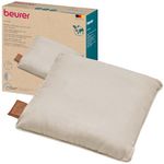 Beurer MG 139 Battery Massage Pillow with Heat Function, Wireless Shiatsu Massage Cushion, Switchable Heat, Made from Recycled Material, Machine Washable, Automatic Shut-Off, 40 x 40 cm, Beige