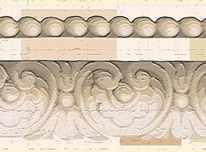 Dundee Deco DDAZBD9050 Peel and Stick Wallpaper Border - Victorian Beige, Sepia, Cream Crown Molding Wall Border Retro Design, 15 ft x 7 in (4.57m x 17.78cm), Self Adhesive