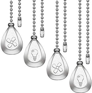 Patelai 4 Pieces Ceiling Fan Pull Chain Extender Pull Chains Extension Fan Pull Chain Bronze Pendant 12 Inch Ceiling Fan Chain Ornament with Ball Fan Chain Connector (Silver)