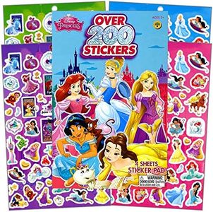 Disney Princess Series Sticker Book Over 200+ - Perfect for Gifts, Party Favor, Goodies, Reward, Scrapbooking, Stocking Stuffer, Children Craft, Classroom, School for Kids Girls, Boys, Toddlers