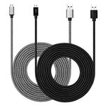 Micro USB Cable 10ft with 3A Fast Charging, 2Pack Ultra Durable 10ft Nylon Braided Charger Cords for Galaxy S7/S6/J8/J7 Note 5,Kindle,LG,PS4,Camera,Xbox One and More (Black + White)