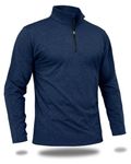 Boladeci 1/4 Zip Pullover Mens Golf Sweater Shirts Long Sleeve Fleece Thermal Moisture Wicking Spring Autumn Winter Hiking Quarter Zip Sweatshirts Navy Blue