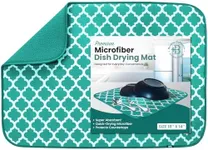 Dish Drying Mat - Microfiber Kitchen Counter Mat, Super Absorbent & Quick Dry Dish Drying Pad for Dishes, Utensils, Pots & Pans - Large Reversible Drying Mat for Kitchen Countertops, Coffee Bar, Green