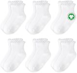 ORGANICOT Organic Cotton Toddler Girl Socks White Ruffle Socks 1T-3T 2T-3T