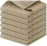 Homaxy 100% Cotton Terry Kitchen Dish Cloths, Ultra Soft and Absorbent Dish Towels for Kitchen, Perfect for Drying and Washing Dishes, 6 Pack, 12 x 12 Inches, Tan