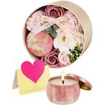 ANBET Women Soaps Flower Round Box with Scented Candle Personalised Gifts for Mum Roses Flowers Birthday Mothers Valentines Teachers Day Anniversary Christmas