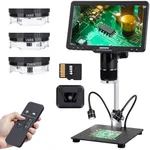 Microscope, GOCHIFIX 10.1'' 3 Lens 2K HDMI Digital Microscope 2500X, 24MP Coin Magnifier Electronic Soldering Microscope with IPS Screen, 12 LED Lights Dimmable, 64GB Card, PC/TV Compatible for Adults