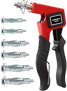 JoblikeBrez Molly Bolts for Drywall Plaster Walls (0.12"-1.28"), 34 PCS in 3 Sizes, Heavy Duty Hollow Wall Anchors with Setting Tool, Perfect for TVs, Curtain Rods, Mirrors, Towel Racks, Up to 55 lbs