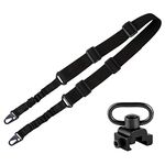 BOOSTEADY 2 Point Rifle Sling, Adjustable Strap Multi Usage Gun Sling with QD Swivel Mount Base for Outdoor Sports, Hunting - Bundle