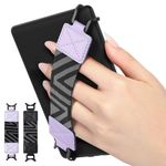 MoKo Kindle Hand Strap for 6-8" Kindle eReaders Fire Tablet, Kindle/Kobo/Voyaga/Lenovo/Sony Kindle E-Book Tablet, Lightweight Versatile Hand Strap Finger Grip Holder 2 Pack, Black + Taro Purple