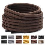 Stepace Round Shoelaces [2 Pairs] Heavy Duty Boot Shoe Laces for Hiking Work Boots Brown -100(High density)