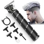 Hair Clippers Men, Professional T Blade Hair Trimmer, Precision Beard Trimmer, Cordless Electric Haircut Clippers for Adult Kids, Adjustable Grooming Kit with Guide Combs for Home Barber Use