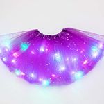 QOTSTEOS Girls Tutu Skirt, Little Girls LED Colorful Luminous Kids Star Sequin Ballet Skirt Princess Sparkling Tutu, Fancy Fluffy Ballet Dance Costume for 3-8 Years Kids(Dark Purple)