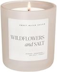 Sweet Water Decor Wildflowers & Salt Candle - Jasmine, Rosemary, Sea Salt, and Honey Scented Spring Candles for Home - 15oz Tan Jar, 70+ Hour Burn Time, Made in the USA