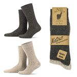 GoWith 1-2 Pairs Unisex Alpaca Wool Socks, Thermal Warm Cozy Merino Wool Socks, Heated Fuzzy Winter Boot Socks, Beige-brown - 2 Pairs, 7.5-9.5