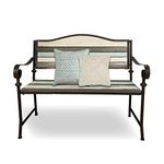 BACKYARD EXPRESSIONS PATIO · HOME · GARDEN 914811 45 Inch Patio, Garden, Porch Bench, Cast Iron Love Seat, Cream, Grey, Teal