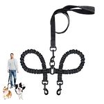 Double-Ended Dog Leash, Double Dog Coupler Lead, Reflective Dual Dog Leash for Puppy Walks, Dog Leash 360°Swivel… Black