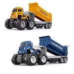 SHIPEASE Friction Powered Dumper Transport Truck Toys for Kids Boys 1:43 die cast Metal Model Dump Sand Truck Construction Trailer Pull Back Vehicle Excavator Toy car (Pack of 1, Multicolor)