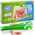 Food Storage Freezer Bags by XupZip™ | Heavy Duty Slider Ziplock Bags | Airtight Smart Zip Bags with Expandable Bottom | Stand and Fill BPA Free Food Storage Bags – 30 x Half Gallon Food Bags (2.27L)