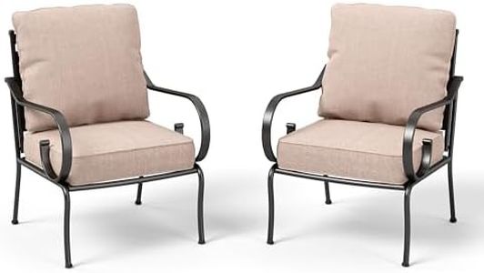 PHI VILLA Outdoor Patio Sofa Chairs Set of 2, Metal Patio Furniture Armchair,Heavy Duty Outdoor Sofas with 5.5" Thicken Cushions(Outdoor Sofa Complementary Set)