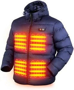 PTAHDUS Men’s Heated Jacket Lightweight 5 Heat Zones Battery Pack Included, Heated Puffer Jacket with Hand Warmer Pocket(Navy Blue, X-Large)