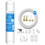 Inline Water Filter for Refrigerator and Ice Maker(1 Pack),1/4" Push Connect Post Carbon Filter Replacement for Reverse Osmosis Water System,Include 1/4" Water Line and Quick Connect Fittings