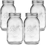 STAR WORK- 500 ml Ball Regular Mouth Mason Jars Airtight lids and Bands. For Canning, Fermenting, Pickling - Store & Decor (4) Container