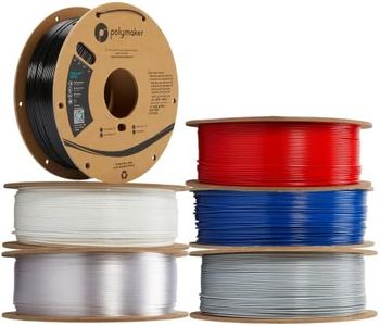 Polymaker PETG Filament 1.75mm 6kg Black *1 + White*1 + Grey*1 + Red *1 + Blue*1 + Transparent*1 3D Printer Filament, PolyLite PETG 3D Printing Filament 1.75mm, Dimensional Accuracy +/- 0.03mm