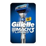 Gillette Mach3 Turbo Men's Razor + 1 Razor Blade Refill, 3D Motion To Fit The Contours Of One's Face, Stronger Than Steel Blades, Enhanced Lubrastrip