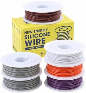 MakerCircuit 22 AWG Silicone Wire Kit, 5 Colors White Orange Brown Grey Purple, 10m Each, 50m Total, Stranded Tinned Copper Hook Up Wire