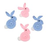 Set of 4 Crochet bunny appliques, card making, sewing, scrapbooking, knitted Rabbit Appliques, Craft Embellishments, Handmade Bunny motifs.