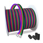 AOTOINK 30M RGB 4 Wires Conductor Cords 4PIN 22AWG Extension Cable LED Extension Wire Tinned Copper Tinned Gauge 22GA for LED Strip 3528 5050 RGB