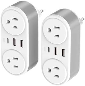 2 Pack European Travel Plug Adapter with USB C, CHUAFIUR International Power Adapter for Italy Spain France Germany, American to European Travel Must Haves - to Most Europe EU (Type C)