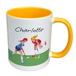 Personalised Women's Hockey Sports Mug Gift - Present for Sports Lovers - Gifts for Hockey Player - Personalised Hockey Homeware & giftware Decor (Blue)