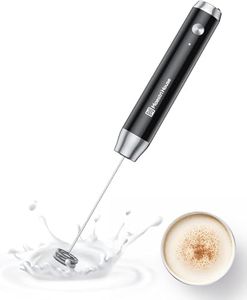 Maestri House Rechargeable Milk Frother, Handheld Electric Foam Maker Waterproof Detachable Stainless Steel Whisk Drink Mixer Foamer for Lattes, Cappuccino, No Stand, MMF-BX07