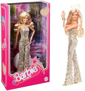 Barbie The Movie Doll, Margot Robbie as Barbie, Collectible Doll Wearing Gold Disco Jumpsuit with Glossy Curls and Golden Heels