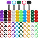 Blulu 80 Pieces Key Color Covers Key Caps Tags Covers Set Plastic Key Identifier Rings Key Toppers for Keys Organization House Key, 10 Colors, 2 Styles