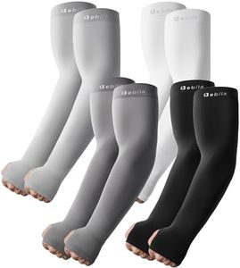 Bebila Arm Sleeves with Thumb Hole, Cooling UV Protection, Compression, Tattoo Cover Up for Men and Women (Mix Grey, Extra Large)
