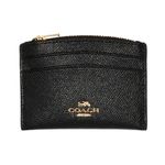 Coach - Cross Grain Leather Card Case for Women, Black -, One Size, Black -, One Size, Cross Grain Leather Card Case, Black, One Size, Black, Talla unica, Cross-Grain Leather Shaped Card case