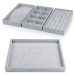 Oirlv 4 in 1 Velvet Stackable Jewelry Drawer Organizer Tray Accessories Display Storage