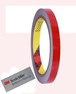Cinta reflectante 3M 610C, cinta reflectante de seguridad, impermeable, cinta reflectante (rojo, 15 mm x 10 m)