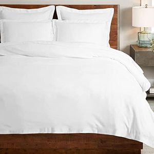 Pizuna Coton peigné Ensemble de Housse de Couette 240x220 cm 2 Personnes Blanc, 100% Coton Longue Tige 400 Fils Armure Satin, Housse de Couette de Luxe avec Fermeture à Boutons Blanc
