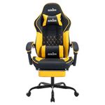 SUKIDA Yellow Gaming Chair Massage - Gamer Chair Adult Gamers Choice Size Cool Big People, PC Video Game Ergonomic Gamingchair with Footrest, Racing Office Computer Reclining Comfortable Recliner