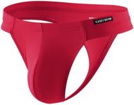 Casey Kevin Men's Ice Silk Thongs Underwear Bulge Pouch G-Strings Brief Underwear for Men T-Back Bikini (Red, X-Large)